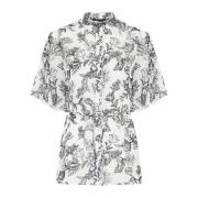 Elegante Chiffon Shirt met Zwarte Bloem Bruuns Bazaar , White , Dames