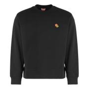 Geribbelde Katoenen Crew-Neck Sweatshirt Kenzo , Black , Heren