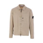 Lichtbeige Katoenen Overhemdjasje Stone Island , Beige , Heren