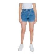 Blauwe Plain Denim Shorts met Zakken Vero Moda , Blue , Dames