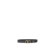 Zwart leren VLogo riem Valentino Garavani , Brown , Dames