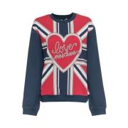 Katoenen sweatshirt met geribbelde boorden Moschino , Blue , Dames