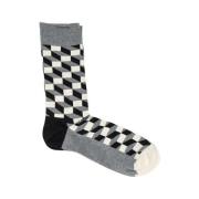 Optische Illusie Katoenen Sokken Happy Socks , Gray , Heren