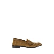 Blokhak Suède Loafers met Logo Saint Laurent , Brown , Heren