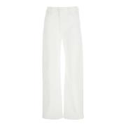 Witte Vijf Zak Katoenen Jeans Vrouw Mother , White , Dames