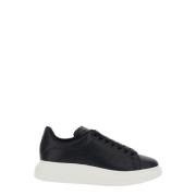 Zwarte Sneakers met Dikke Zool van Leer Alexander McQueen , Black , He...