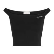 Zwarte Mouwloze Boothals Top Calvin Klein Jeans , Black , Dames