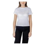 Effen Ronde Hals T-shirt Guess , White , Dames