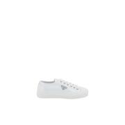 Luxe Leren Sneakers met Patentontwerp Prada , White , Dames