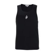 Zwarte Mouwloze Top met Logo Borduursel JW Anderson , Black , Heren