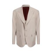 Beige Katoenen Blazer Relaxte Pasvorm Brunello Cucinelli , Beige , Her...