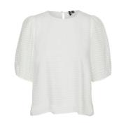 Witte Vmalma S/S O-Neck Elastic Top Wvn Pop7 Tops Vero Moda , White , ...