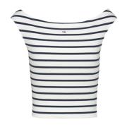 Gestreepte boothals top Tommy Jeans , White , Dames