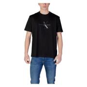 Moderne Bedrukt Katoenen T-Shirt Calvin Klein Jeans , Black , Heren