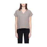 Grijze Katoenen V-Hals Blouse Jacqueline de Yong , Gray , Dames