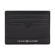 Zwarte Leren Kaarthouder Portemonnee Tommy Hilfiger , Black , Heren