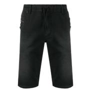 Denim Shorts met Koord Zwart Diesel , Black , Heren