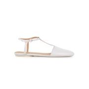 Witte leren enkelband ballerina schoenen Marsell , White , Dames