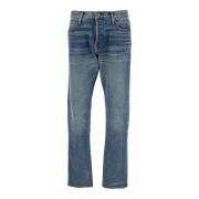 Blauwe Denim Five Pocket Jeans met Logo Patch Tom Ford , Blue , Heren