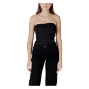 Zwarte Mouwloze Katoen-Lycra Top Calvin Klein Jeans , Black , Dames