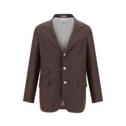 Linnen Blazerjas met Revers Brunello Cucinelli , Brown , Heren