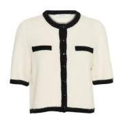 Contrast Cardigan Ivory/Black Combo Gestuz , Beige , Dames