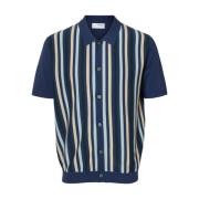 Gebreide Gestreepte Polo Vest Selected Homme , Blue , Heren