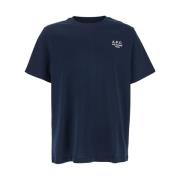 Blauw Crewneck T-shirt met geborduurd logo A.p.c. , Blue , Heren