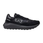 Zwarte Leren Veterschoenen Emporio Armani EA7 , Black , Heren