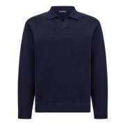 Katoenen en zijden gebreid poloshirt Boggi Milano , Blue , Heren