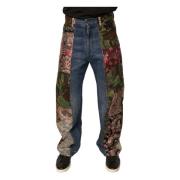 Patchwork Straight Denim Jeans Dolce & Gabbana , Multicolor , Heren