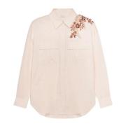 Geborduurde Oversized Blouse Motivi , Pink , Dames