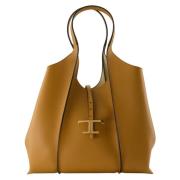 Bruin lederen T Timeless Tote Tas Tod's , Brown , Dames