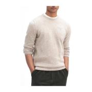 Essential Tisbury Crew Sweater Ivory Barbour , Beige , Heren