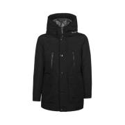 Zwarte Gewatteerde Eendendons Jas met Capuchon Woolrich , Black , Here...