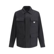 Klassieke Kraag Shirtjas met Zakken Prada , Black , Heren