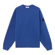 Blauwe Ribtrui met Badge Stone Island , Blue , Heren