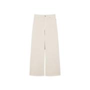 Beige Wijde Pijp Katoenen Broek Medina Max Mara , Beige , Dames