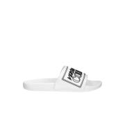 Witte Slide Sandalen met Relief Logo Versace Jeans Couture , White , H...