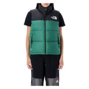 Groene Retro Nuptse Vest Buitenkleding The North Face , Green , Dames