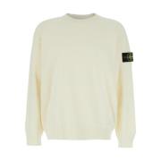 Witte Crewneck Logo Patch Katoenen Sweater Stone Island , White , Here...