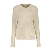 Ronde Hals Lange Mouw Gebreide Trui Ami Paris , Beige , Dames