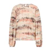 Tie Dye Flow Top Korte Mouw Tramontana , Pink , Dames