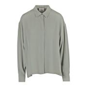 Georgette Blouse met Klassieke Kraag 8PM , Green , Dames