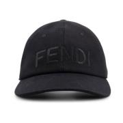 Logo Borduurwerk Baseballpet Fendi , Black , Heren