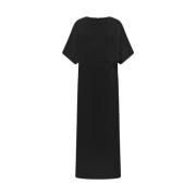 Midi A-Lijn Jurk Korte Mouw Drykorn , Black , Dames