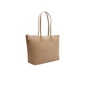 Effen kleur logo geborduurde tas Lacoste , Beige , Dames