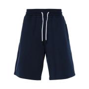 Navy Blauwe Jersey Trekkoord Broek Brunello Cucinelli , Blue , Heren