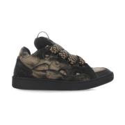 Zwarte Katoenen Sneakers met Herringbone Patroon Lanvin , Black , Here...