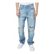 Blauwe Baggy Nate Denim Jeans Hugo Boss , Blue , Heren